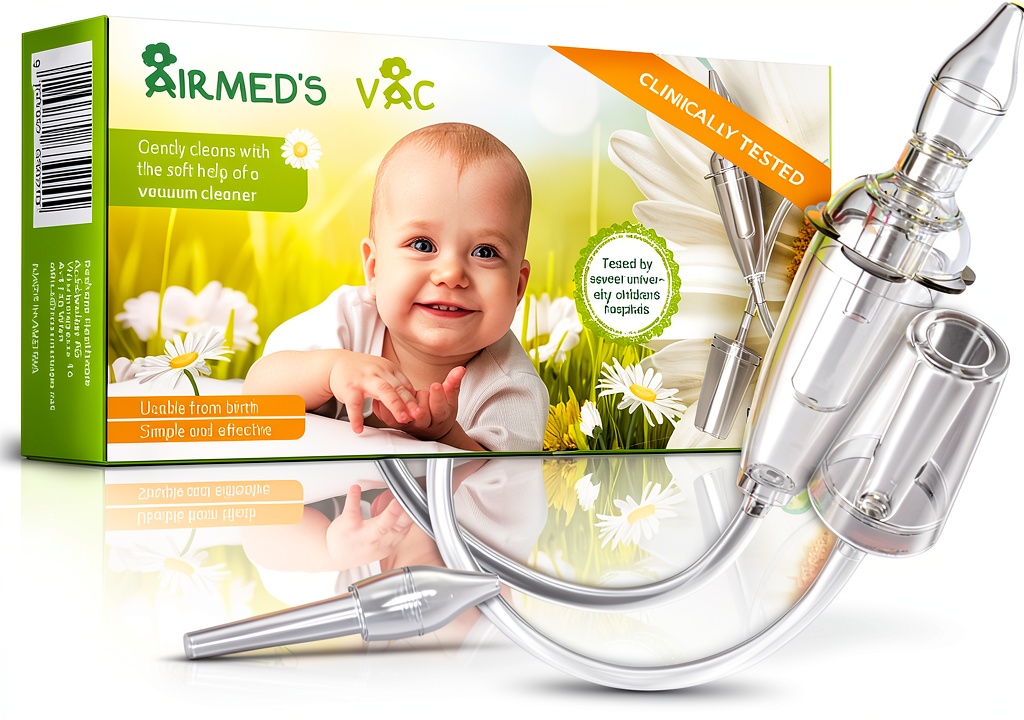 Installing Baby Nasal Aspirator Airmed's Vac on a wooden desk