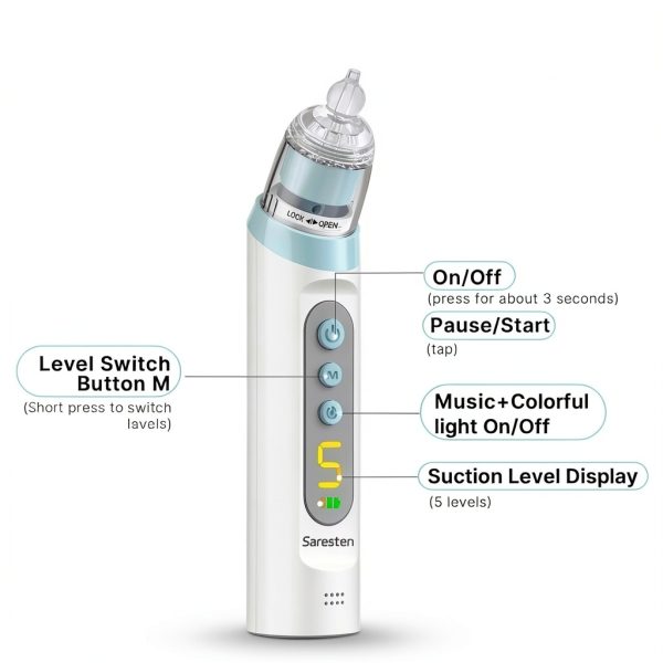 Saresten Baby Nasal Aspirator Blue 5‑Level Suction-7