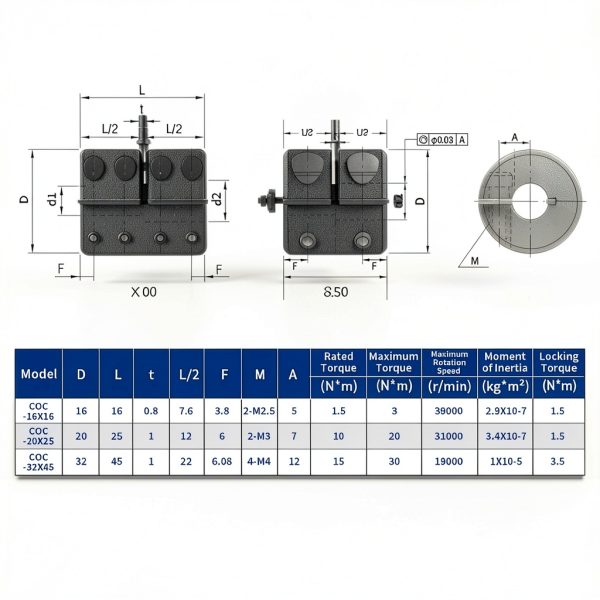5mm‑9.525mm Rigid Clamp-On Coupling BORDSTRACT 20×25mm Aluminum Shaft-5