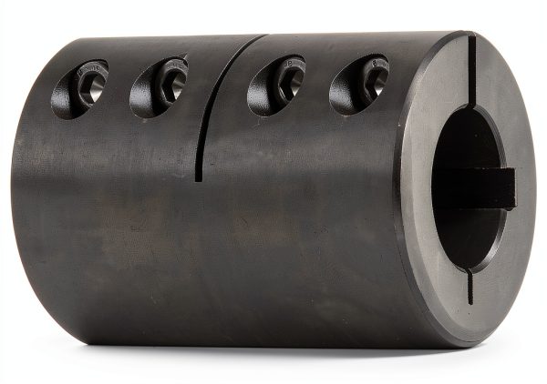 CC-100-100-KW Black Oxide Plated Mild Steel Clamping Coupling, 1" x 1" Bore, 2" Outside Diameter, 3" Length, 1/4"-28 x 5/8" Set Screw-0