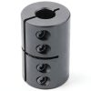 CC-062-050 Black Oxide Plated Mild Steel Clamping Coupling, 5/8" x 1/2" Bore, 1-1/2" Outside Diameter, 2-1/4" Length, #10-32 x 1/2" Set Screw-0